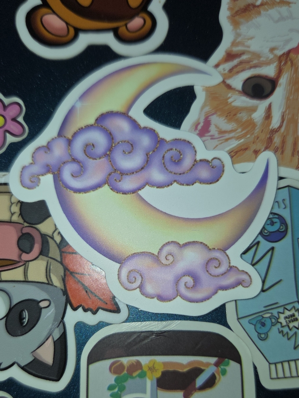 Purple Cloud Crescent Moon Sticker - Decorative Pet Accessory